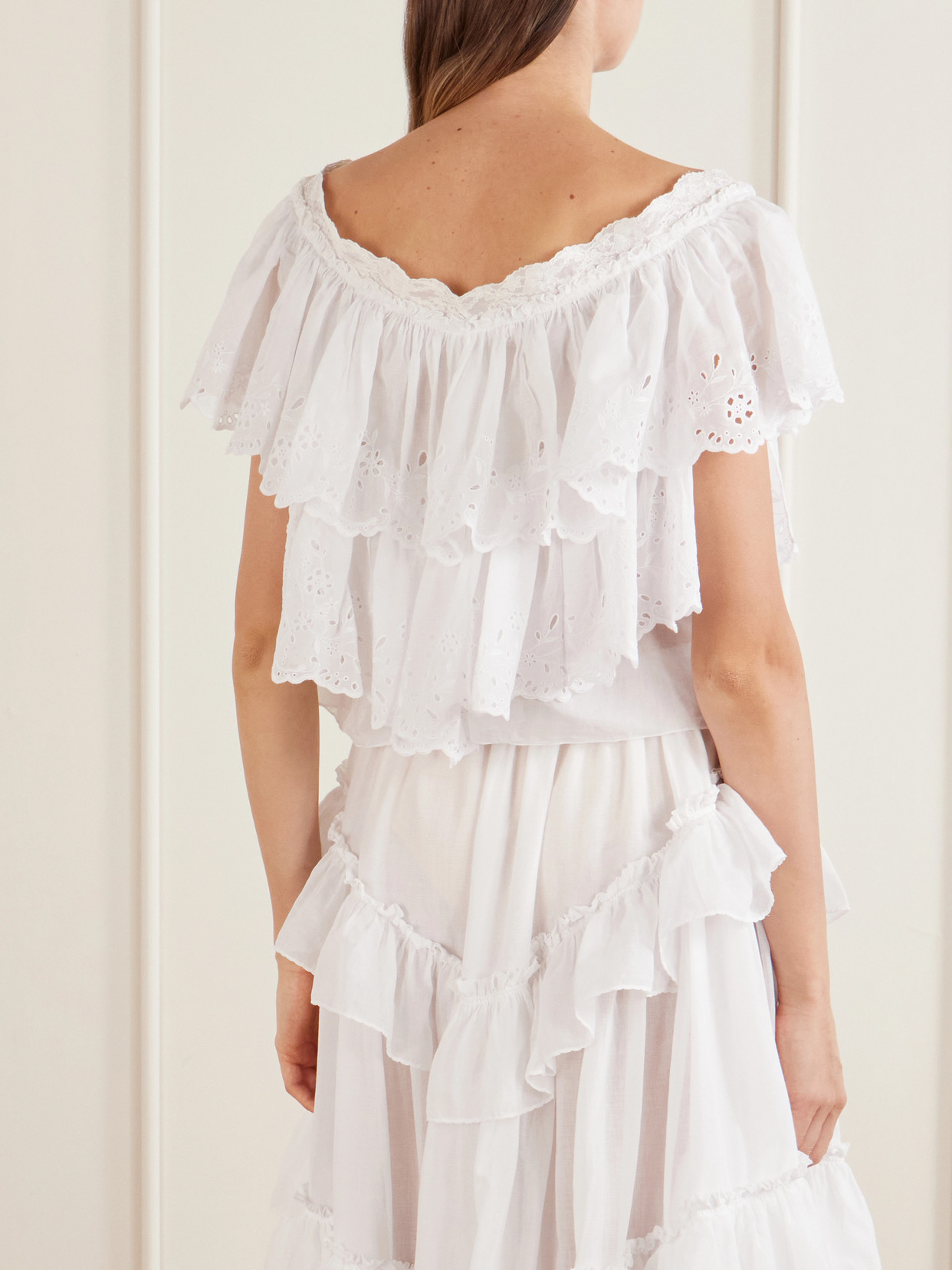 Chloé - Cropped Ruffled Broderie Anglaise Cotton Top