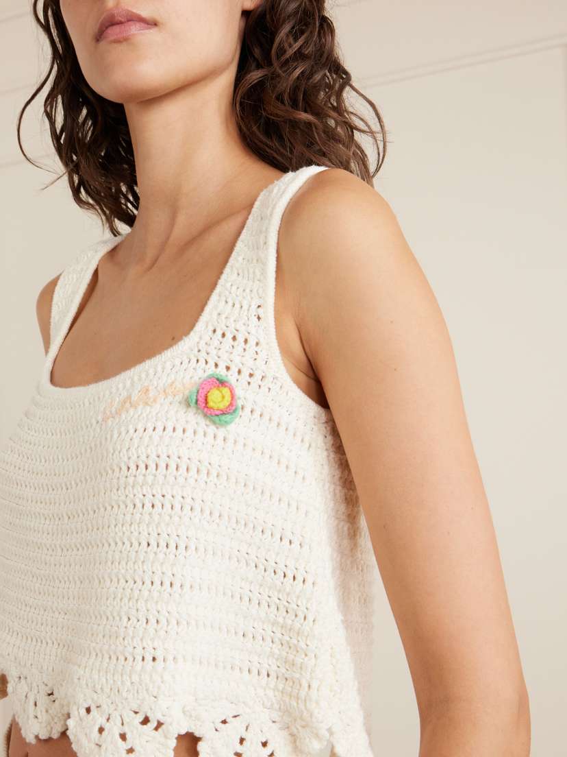 Chloé Cropped Appliquéd Crocheted Cotton Top | Thumbnail 4 Chloé Cropped Appliquéd Crocheted Cotton Top | Thumbnail 4