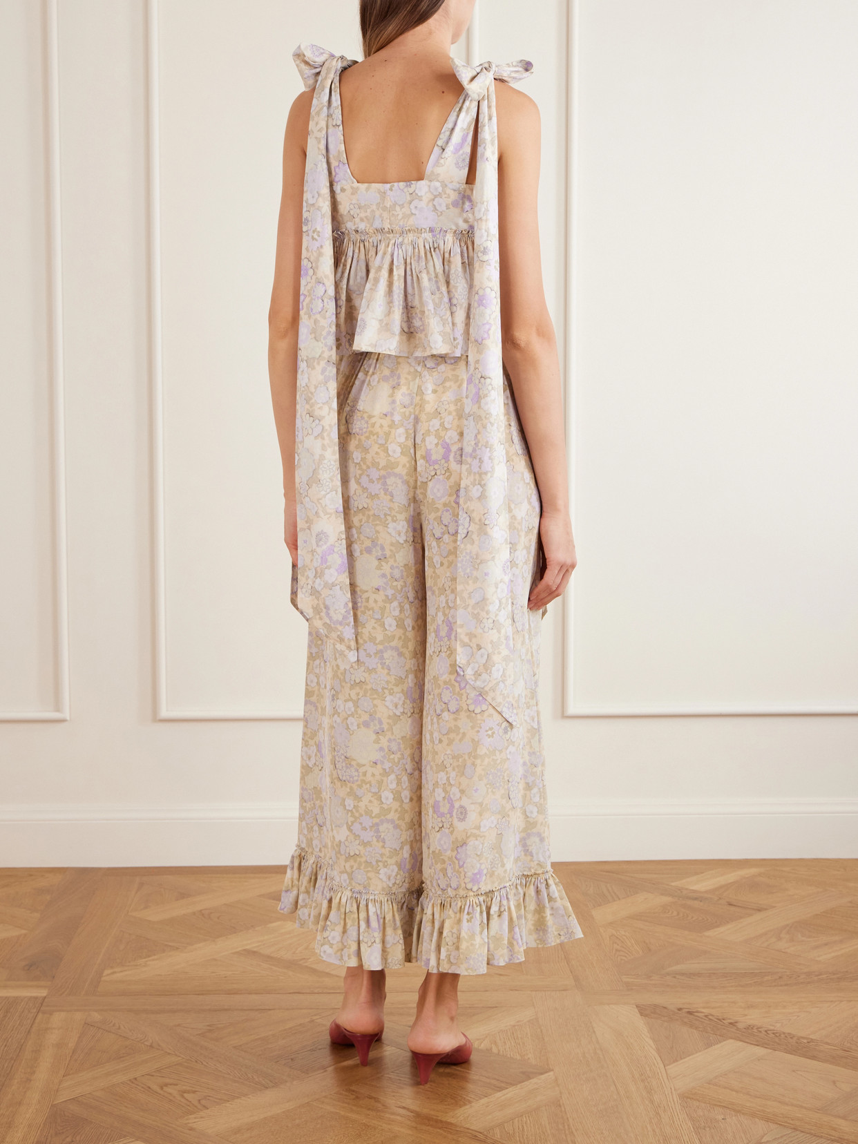 Chloé - Bow-Detailed Ruffled Floral-Print Cotton-Poplin Top