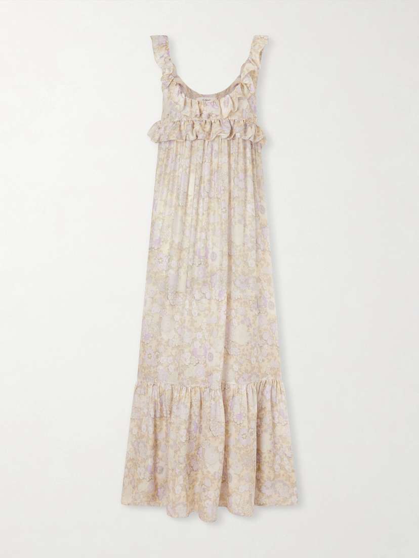Chloé Ruffled Tiered Floral-print Silk-charmeuse Maxi Dress | Thumbnail 5 Chloé Ruffled Tiered Floral-print Silk-charmeuse Maxi Dress | Thumbnail 5