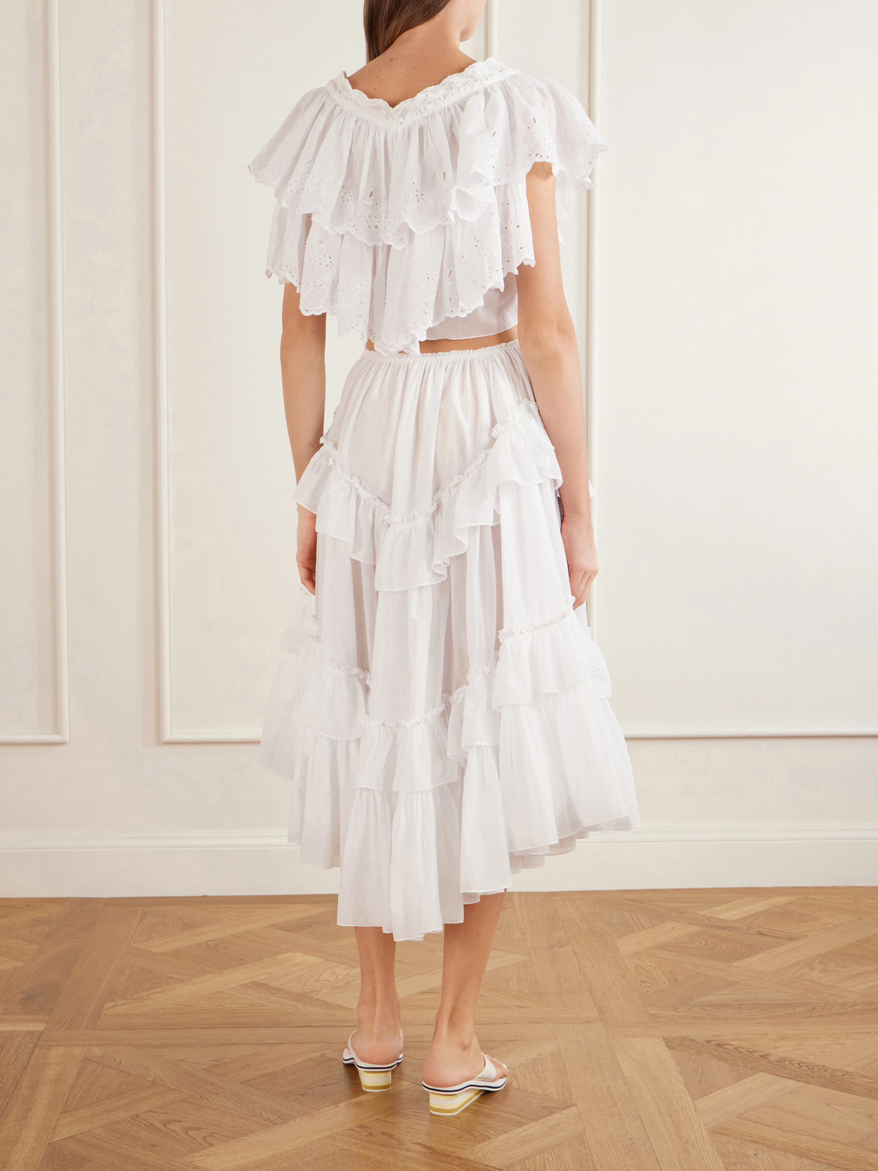 Chloé - Ruffled Tiered Cotton-Voile Midi