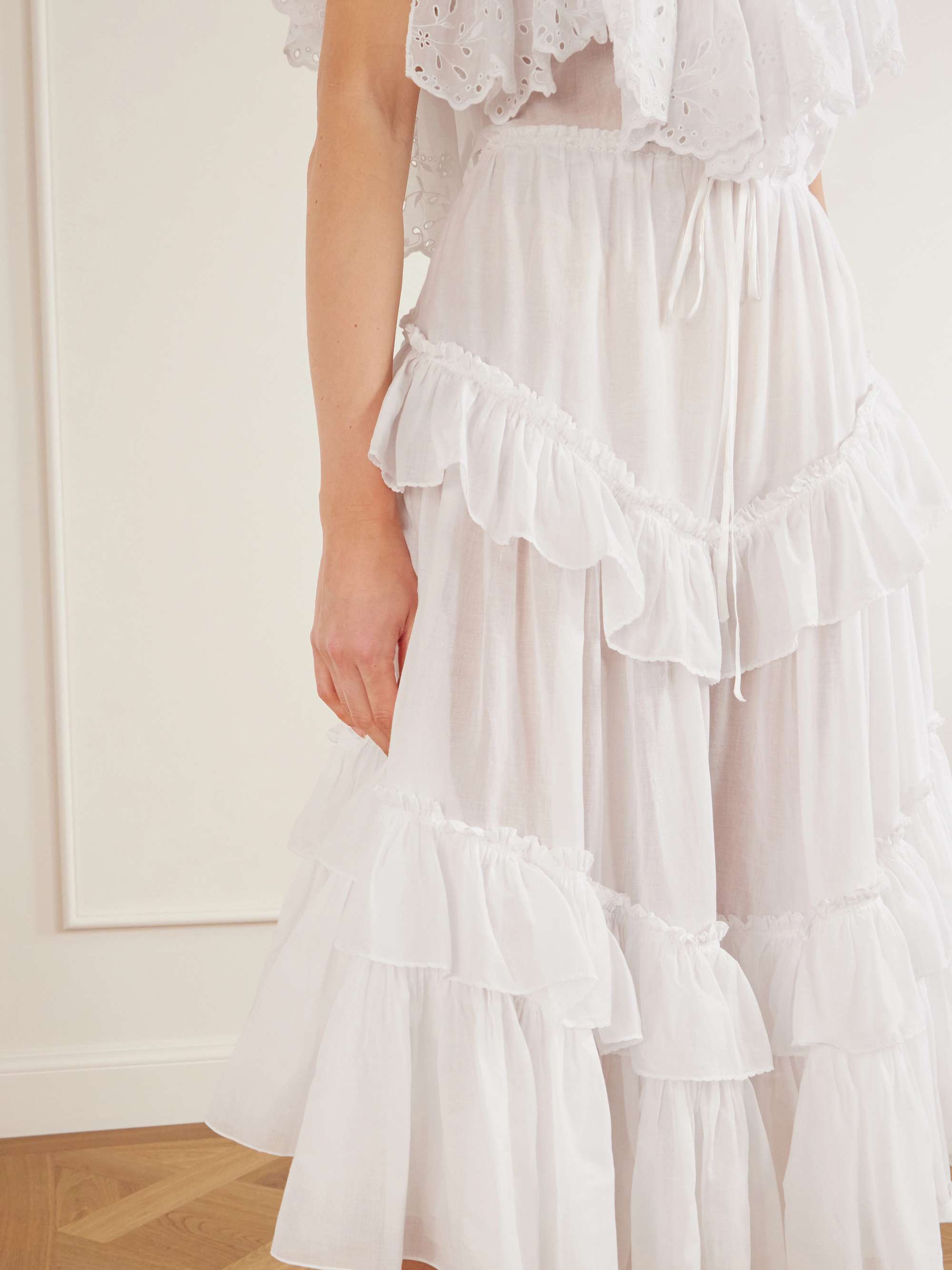 CHLOÉ Ruffled tiered cotton-voile midi skirt | NET-A-PORTER