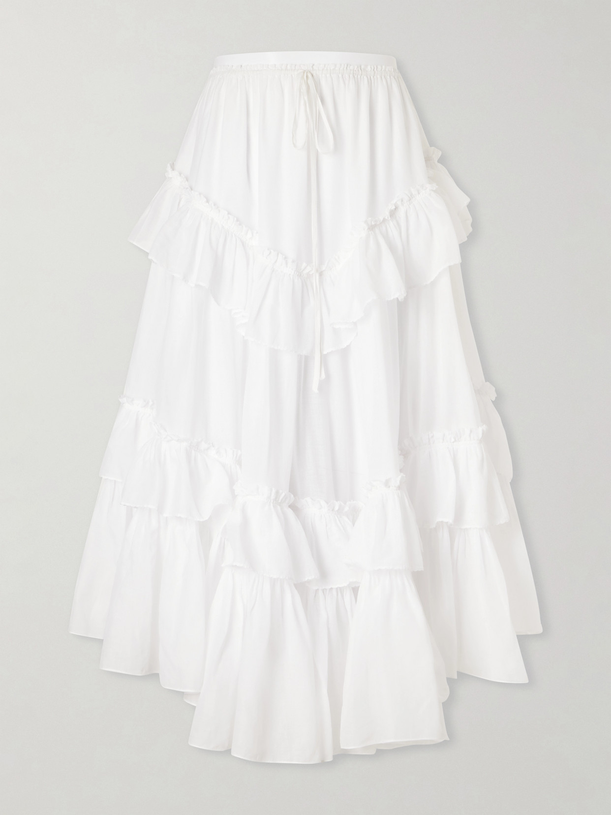 Chloé - Ruffled Tiered Cotton-voile Midi Skirt - White