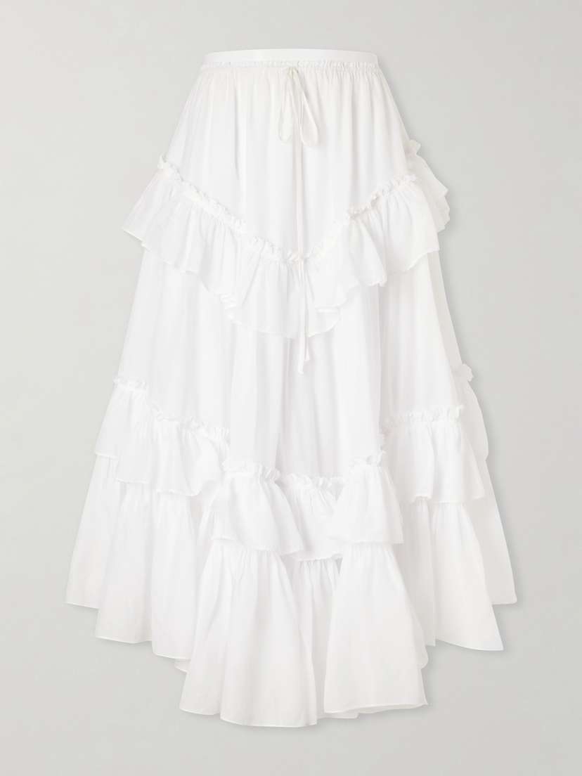 Chloé Ruffled Tiered Cotton-voile Midi Skirt | Thumbnail 5 Chloé Ruffled Tiered Cotton-voile Midi Skirt | Thumbnail 5