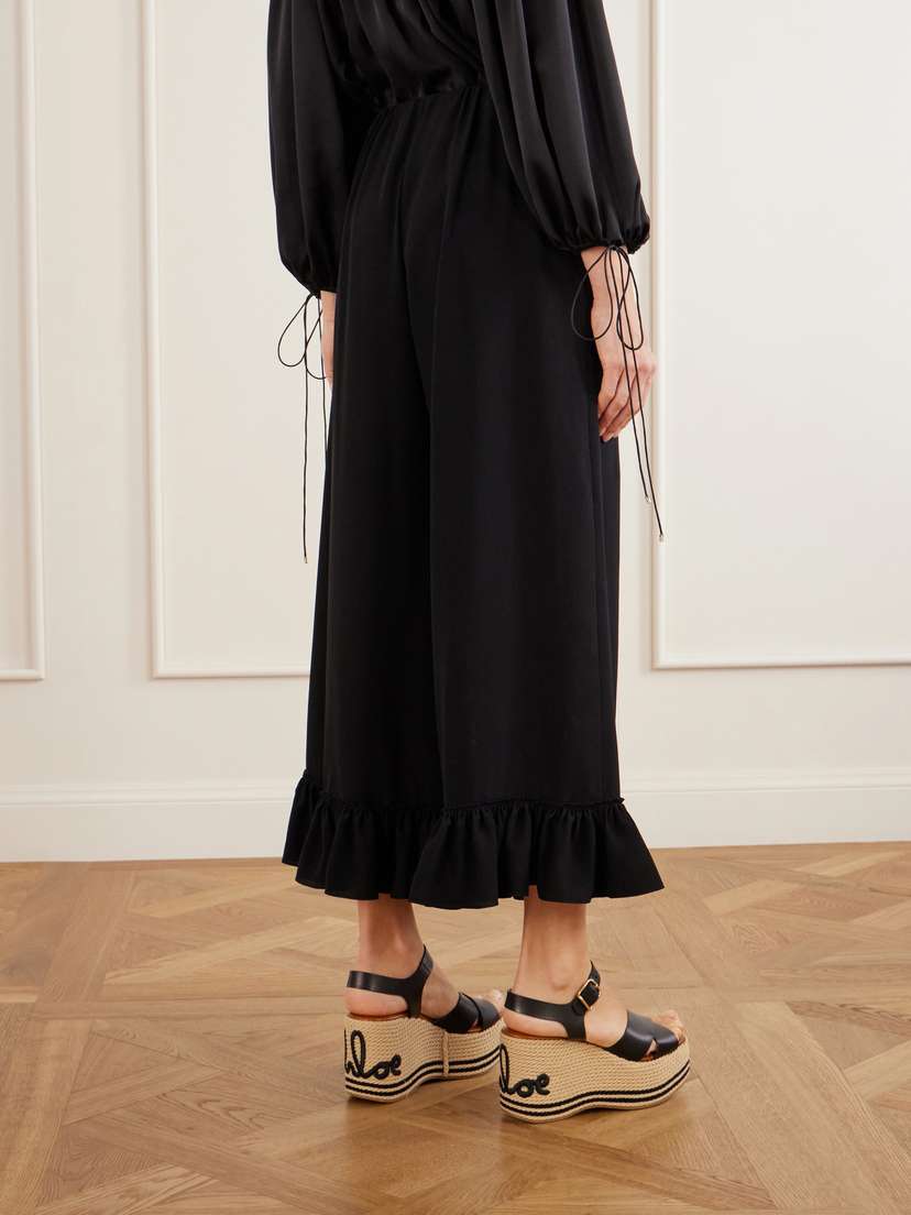 Chloé Ruffled Silk Crepe De Chine Wide-leg Pants | Thumbnail 4