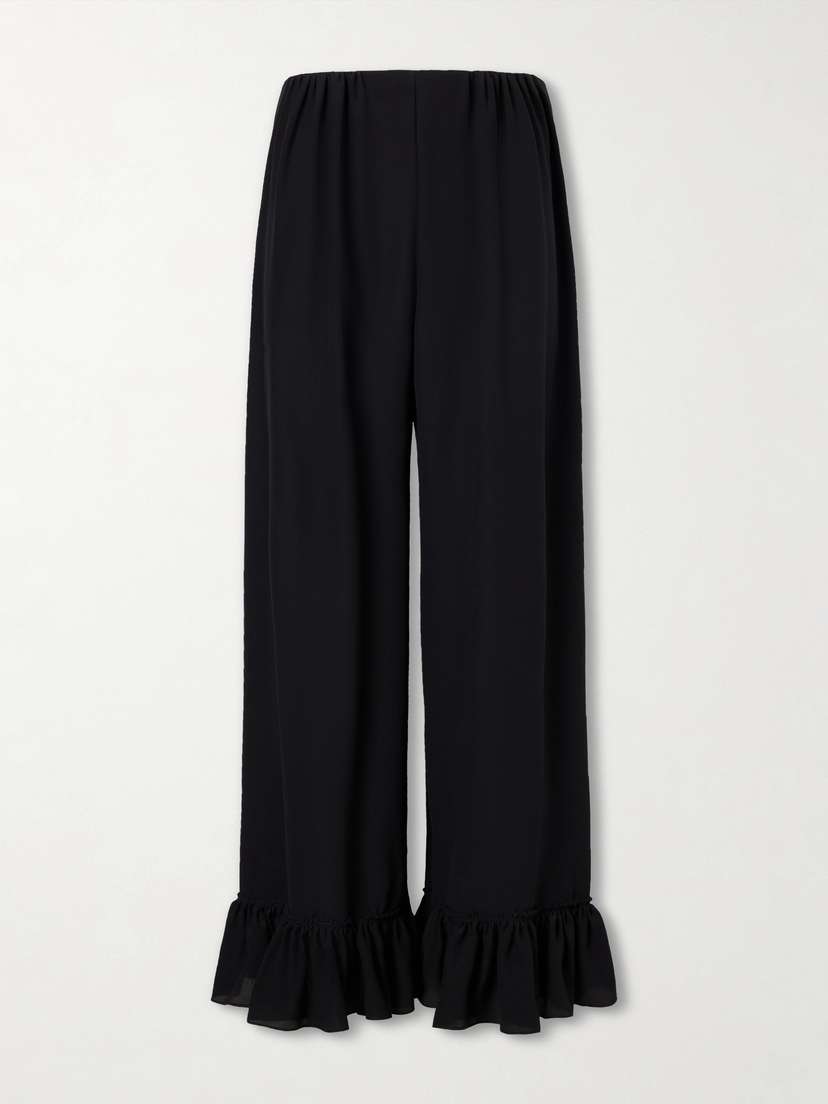 Chloé Ruffled Silk Crepe De Chine Wide-leg Pants