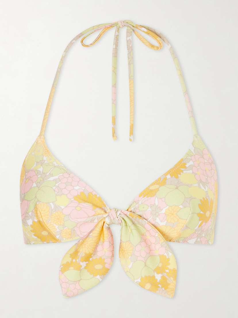 Chloé Knot-detailed Floral-print Bikini Top