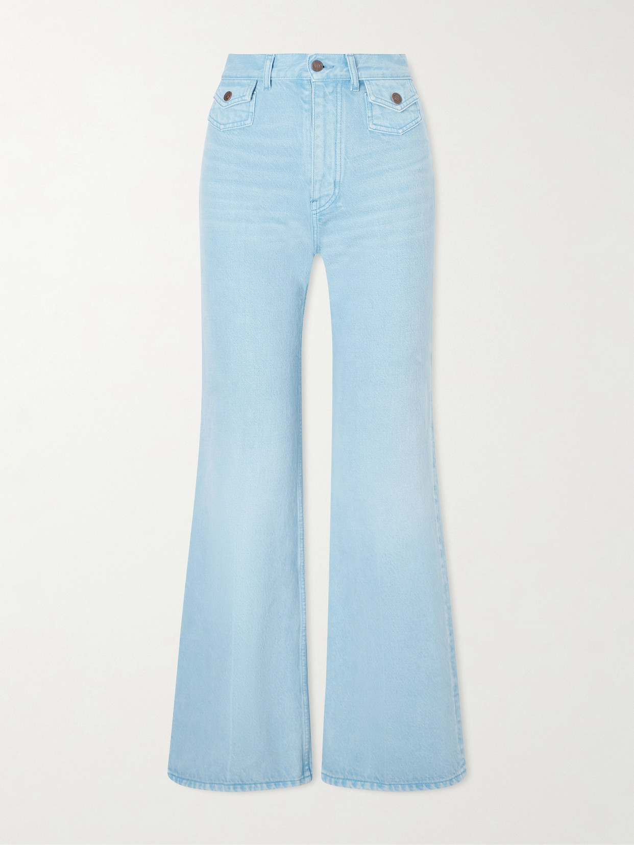 Chloé Mid-rise Embroidered Wide-leg Jeans In Blue