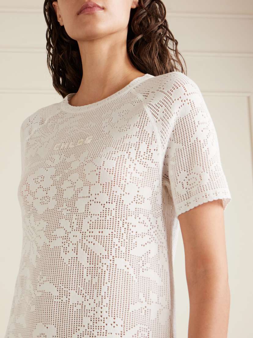 Chloé Crochet-knit Cotton Mini Dress | Thumbnail 4 Chloé Crochet-knit Cotton Mini Dress | Thumbnail 4