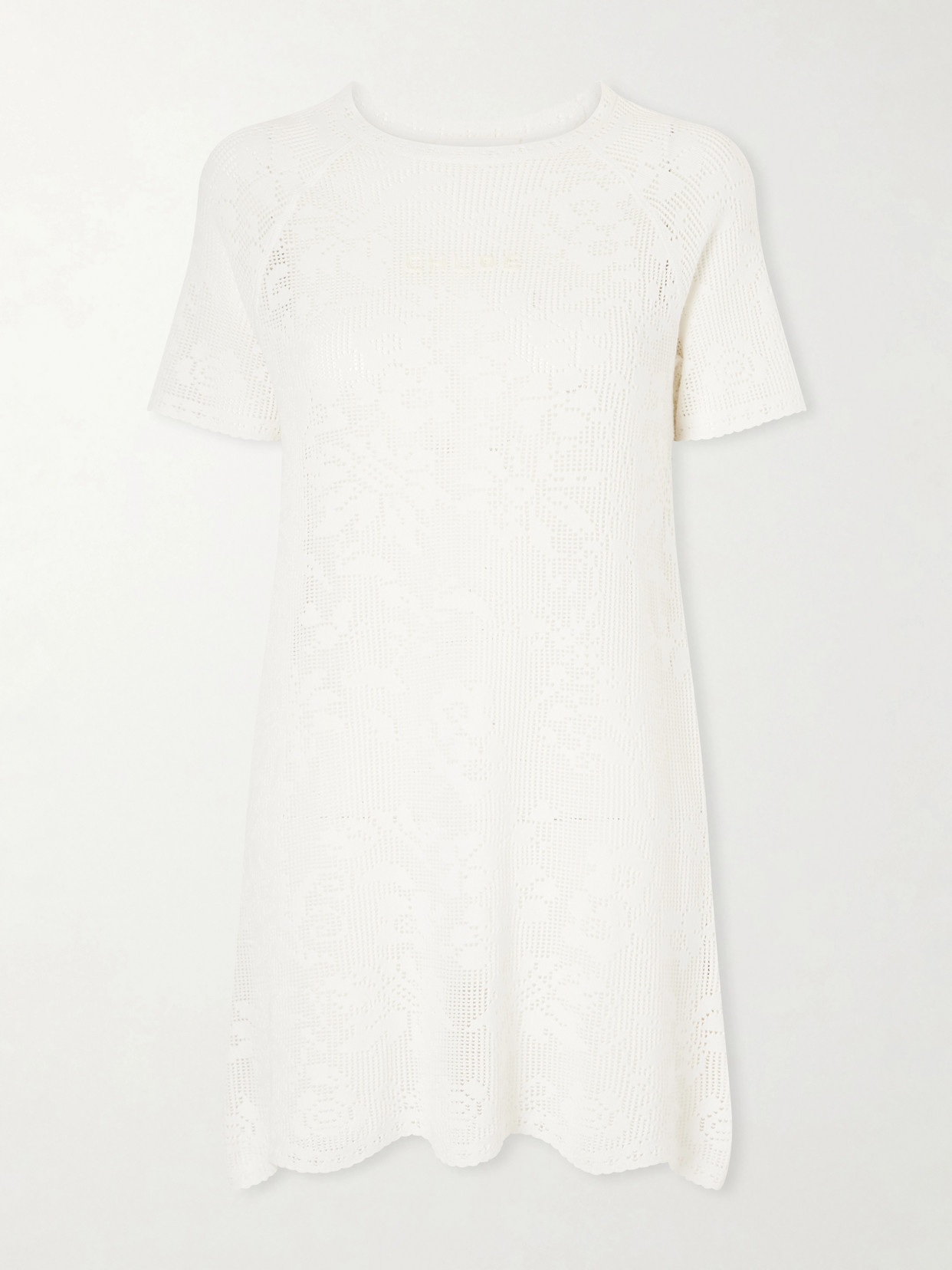 Chloé Crochet-knit Cotton Mini Dress In White