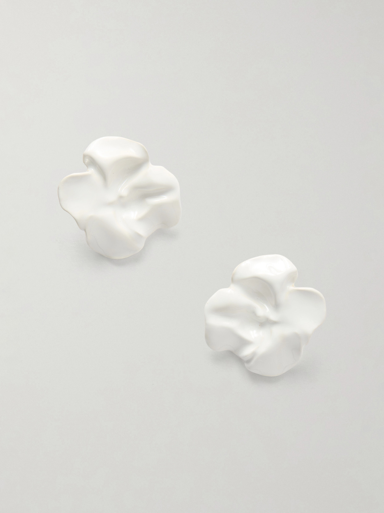 Completedworks Flower Silver-plated And Enamel Earrings In White