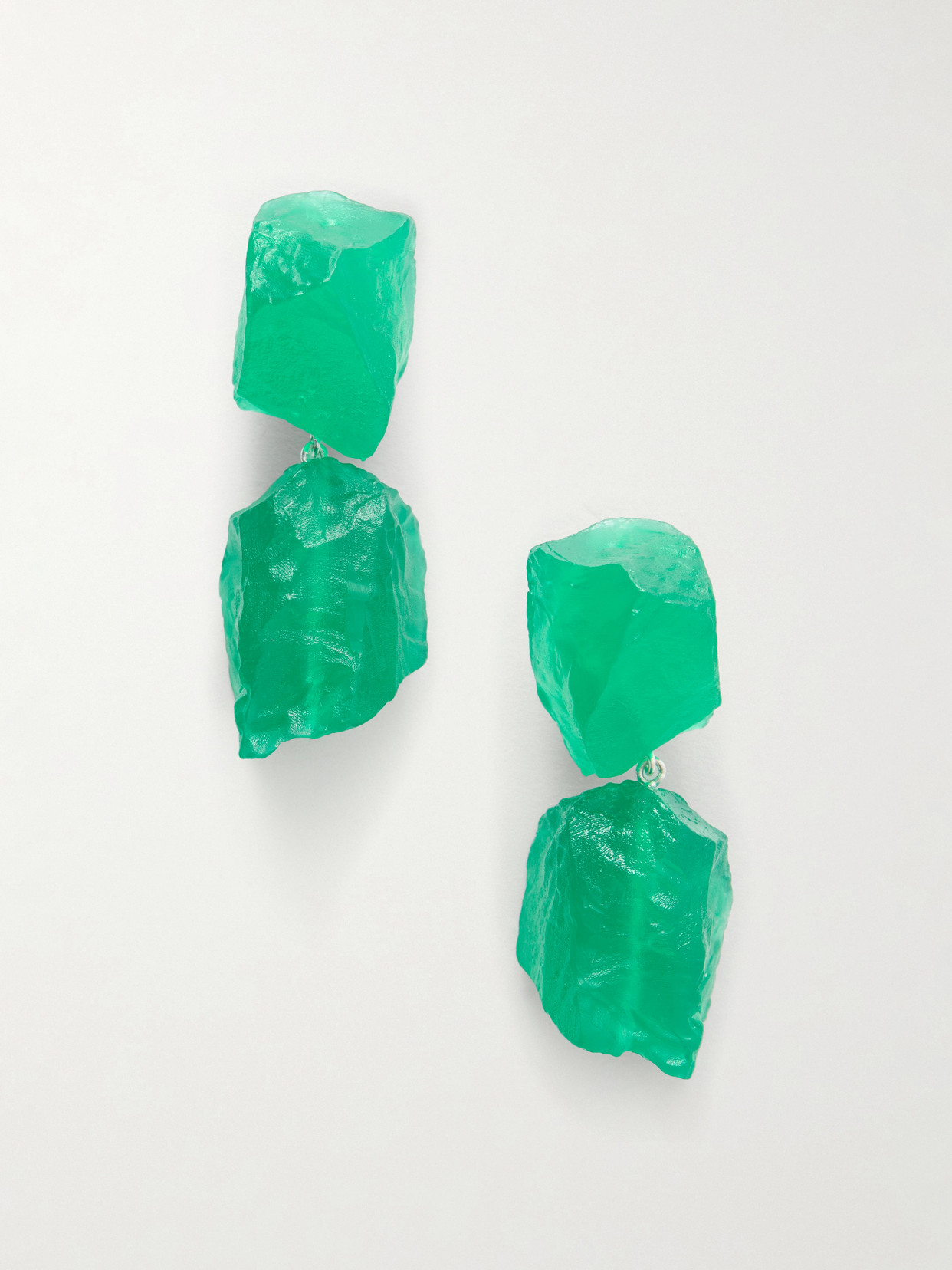 Completedworks Silver-plated And Resin Drop Earrings In Green