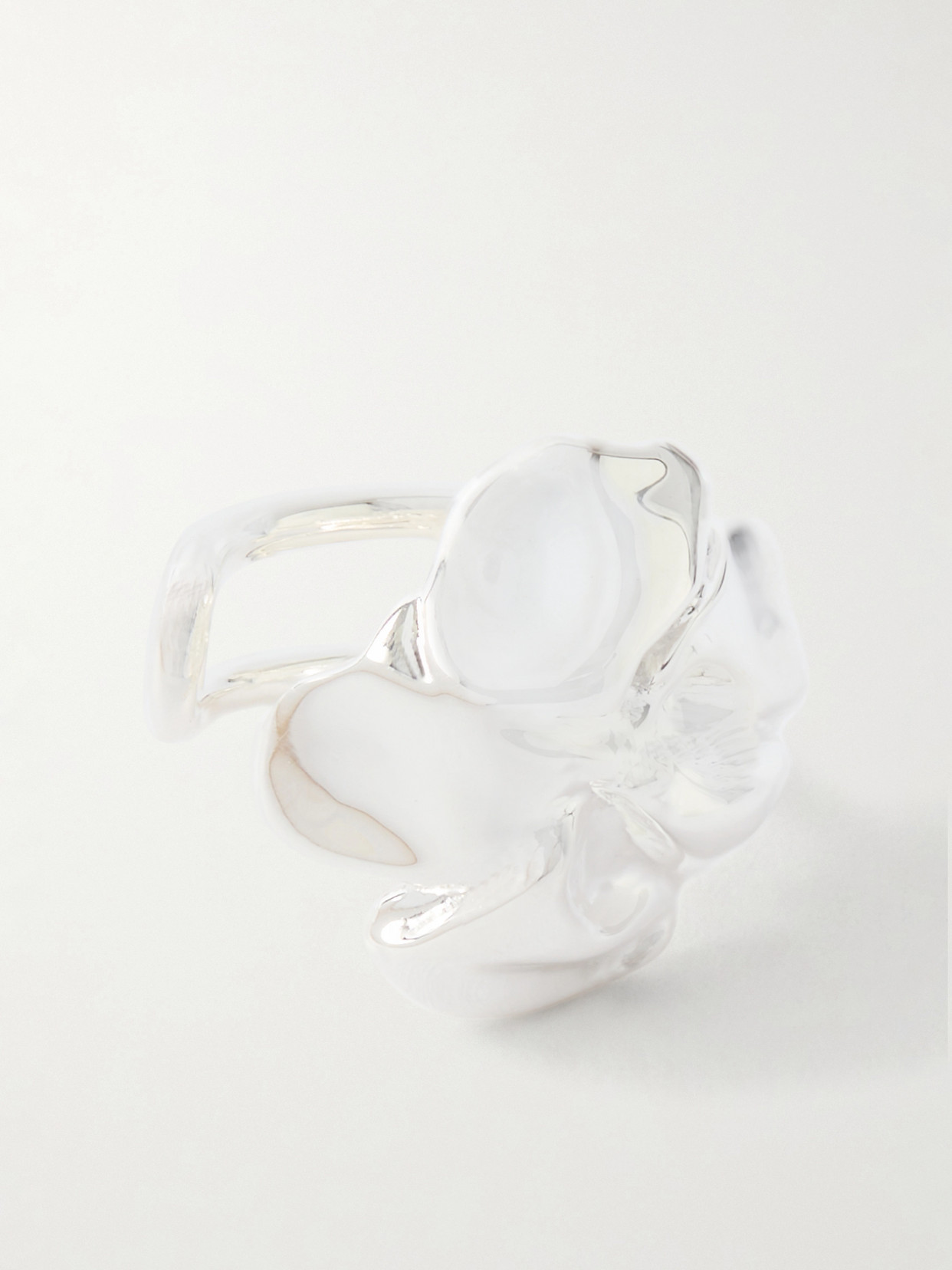 Completedworks Flower Silver-plated Ear Cuff In Transparent