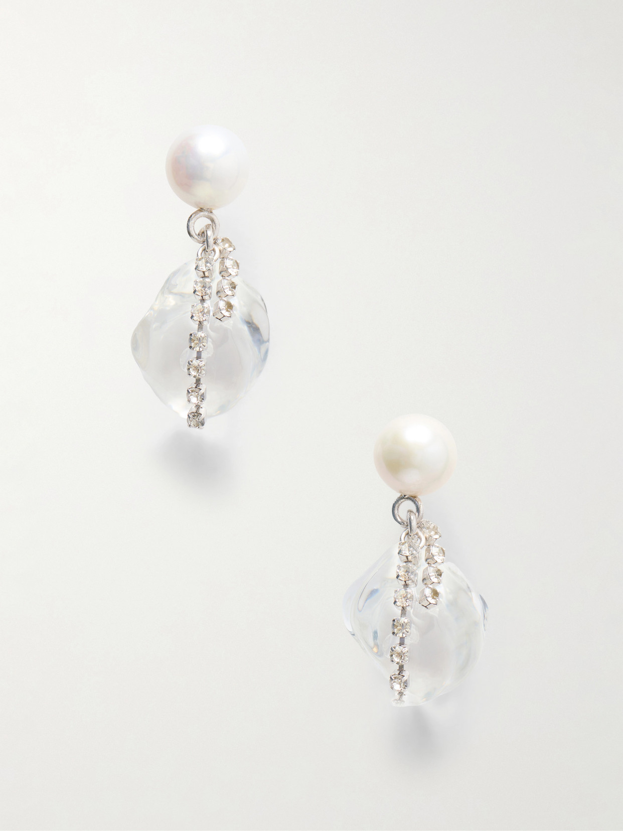 Completedworks Crystal And Pearl-embellished Resin Drop Earrings In White