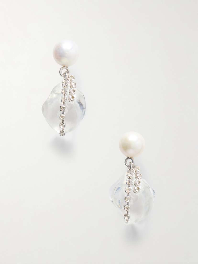 Completedworks Crystal And Pearl-embellished Resin Drop Earrings