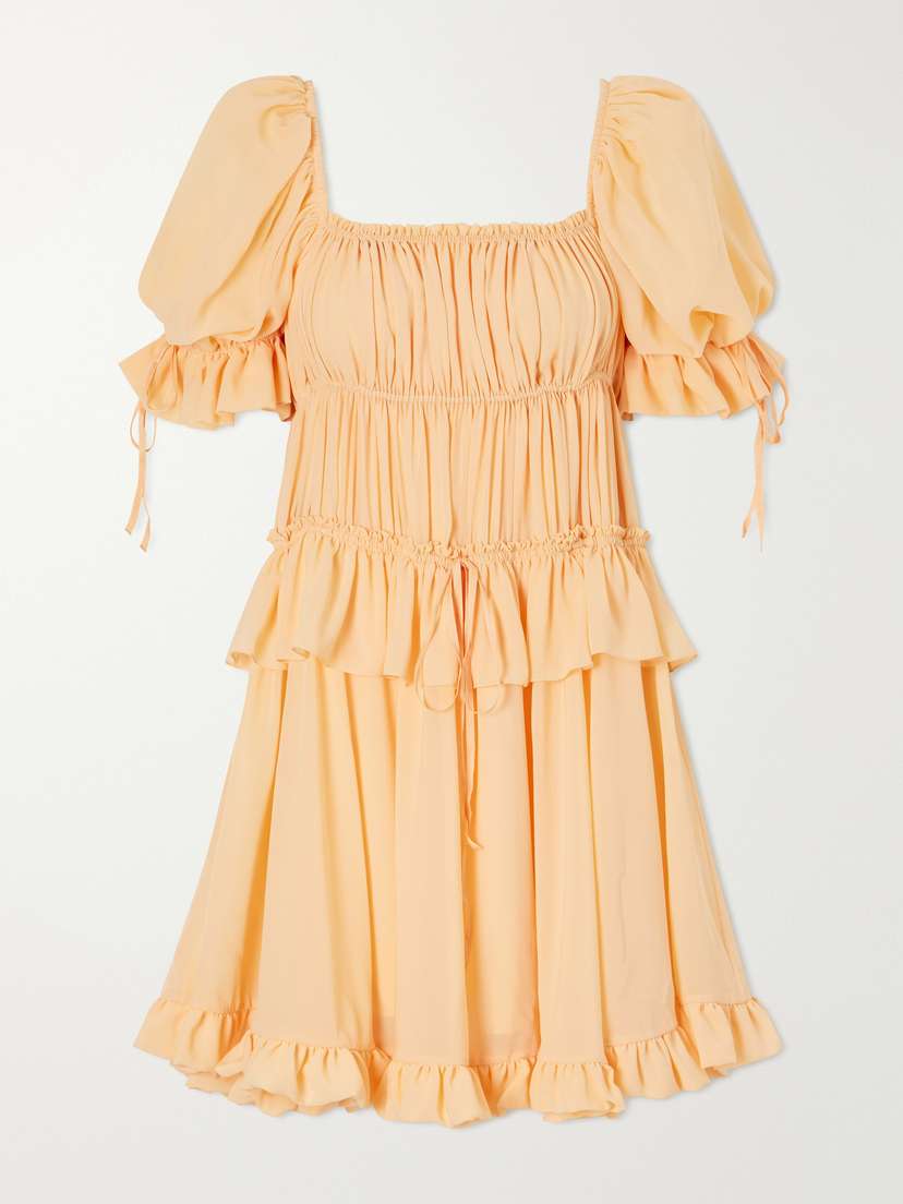 Chloé Shirred Tiered Silk Georgette Mini Dress | Thumbnail 5