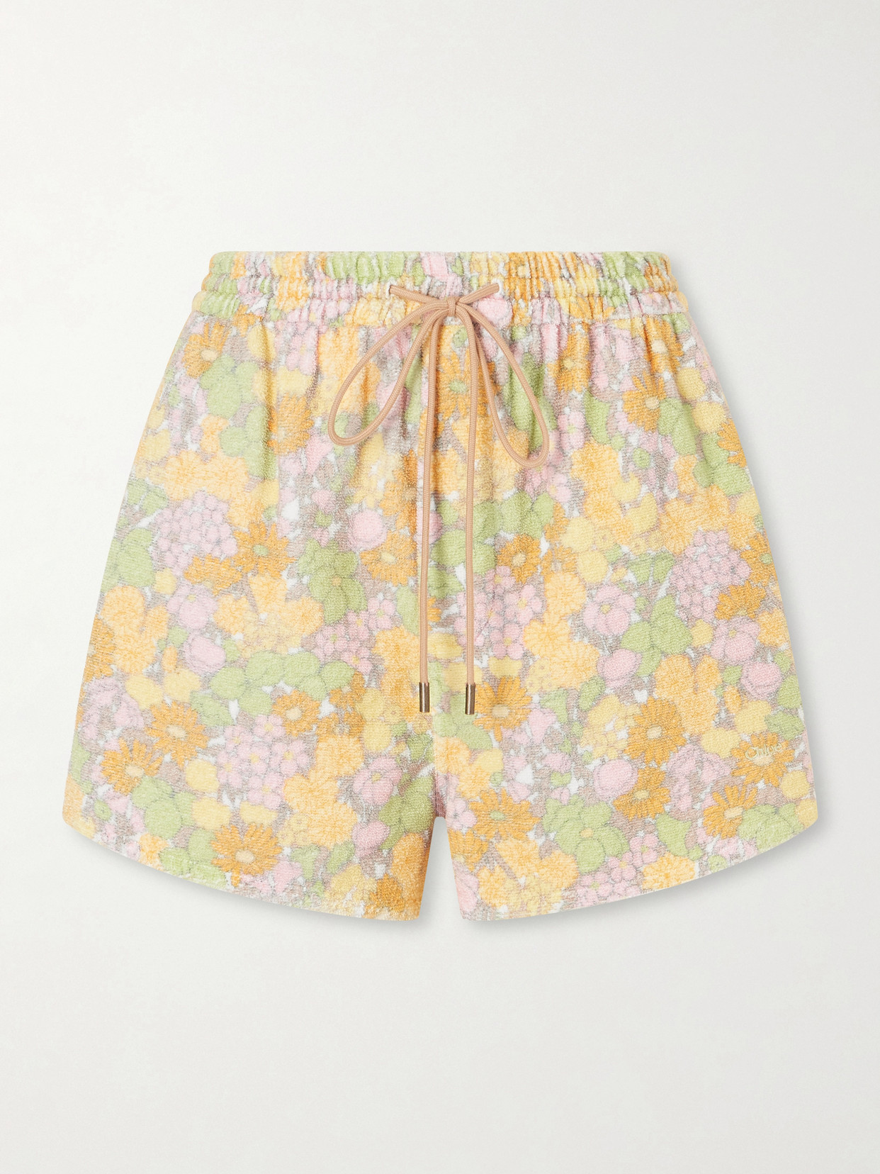Chloé Floral-print Cotton-terry Shorts In Multi
