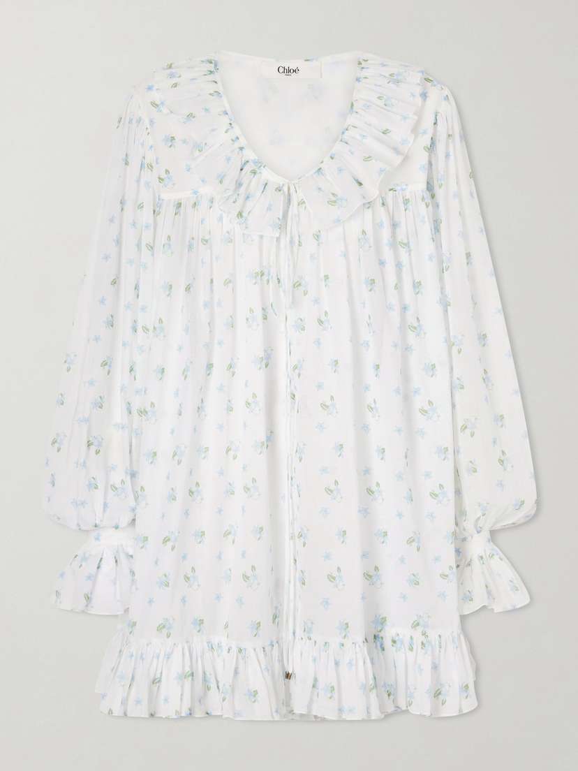 Chloé Ruffled Floral-print Cotton-voile Mini Dress | Thumbnail 5 Chloé Ruffled Floral-print Cotton-voile Mini Dress | Thumbnail 5
