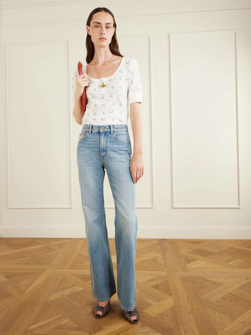 Chloé Floral-print Waffle-knit Cotton-jersey T-shirt | Thumbnail 2 Chloé Floral-print Waffle-knit Cotton-jersey T-shirt | Thumbnail 2
