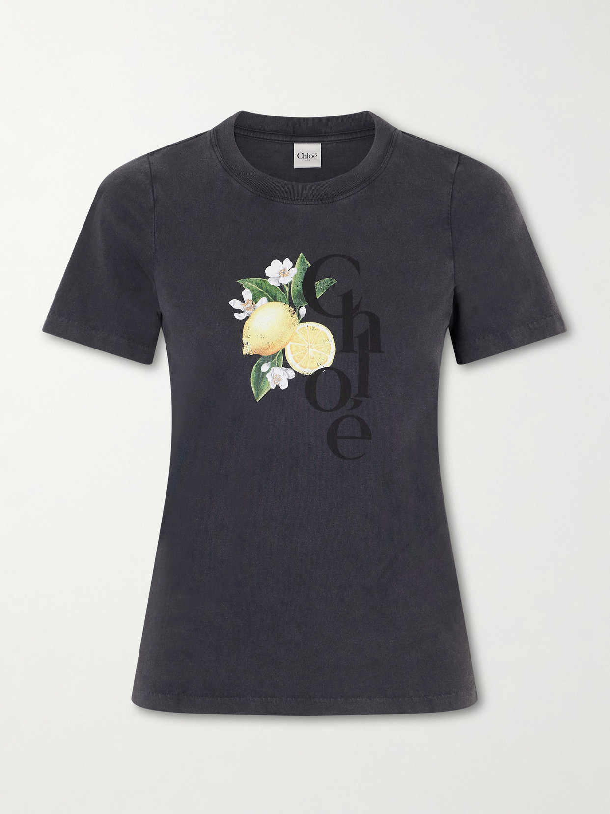Chloé Printed Cotton-jersey T-shirt In Black
