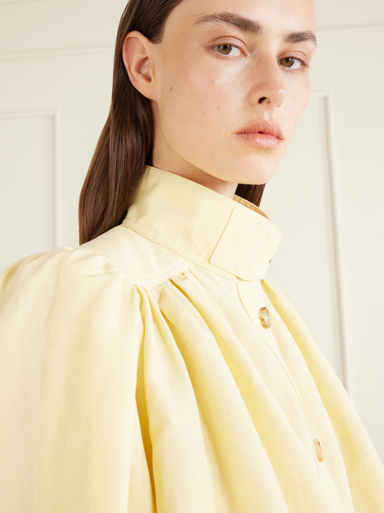 Chloé - Gathered Cotton And Linen-Blend Jacket