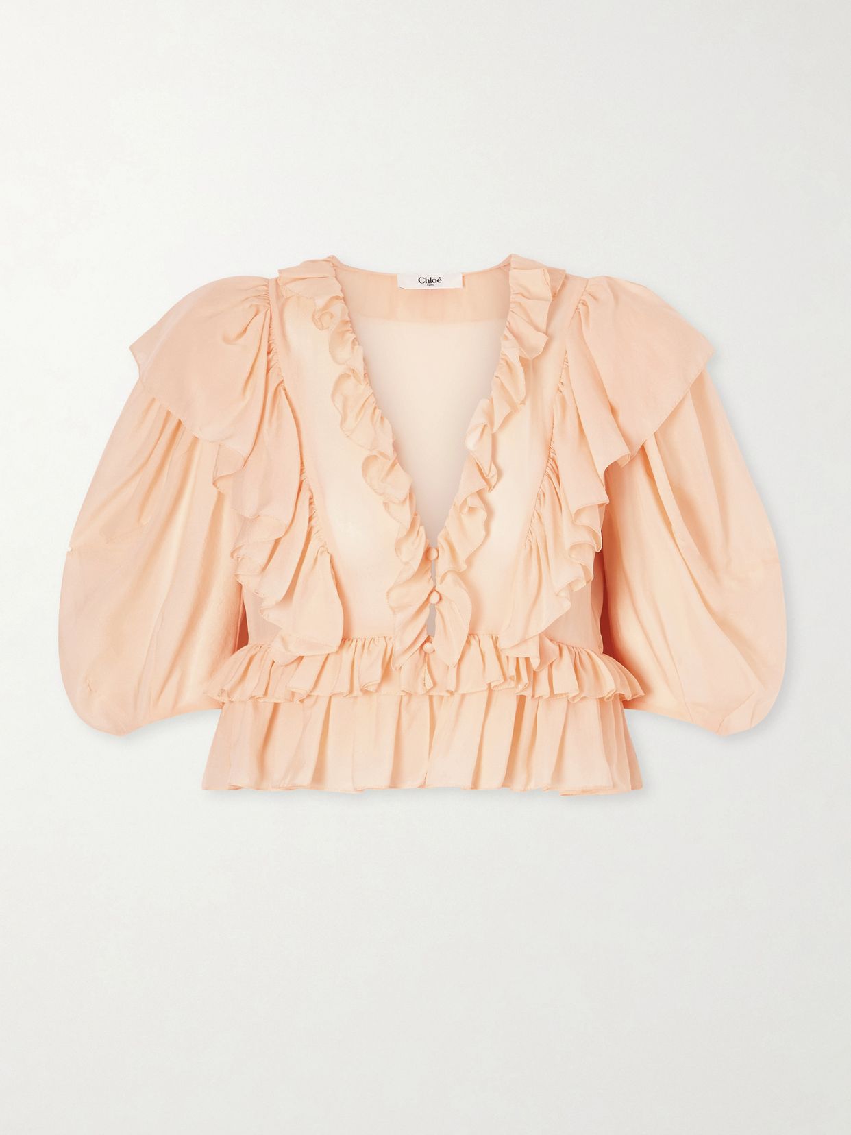 ruffled silk charmeuse blouse