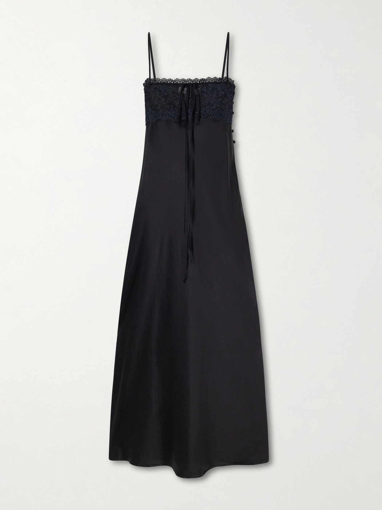 Chloé Lace-trimmed Silk-satin Midi Dress In Black