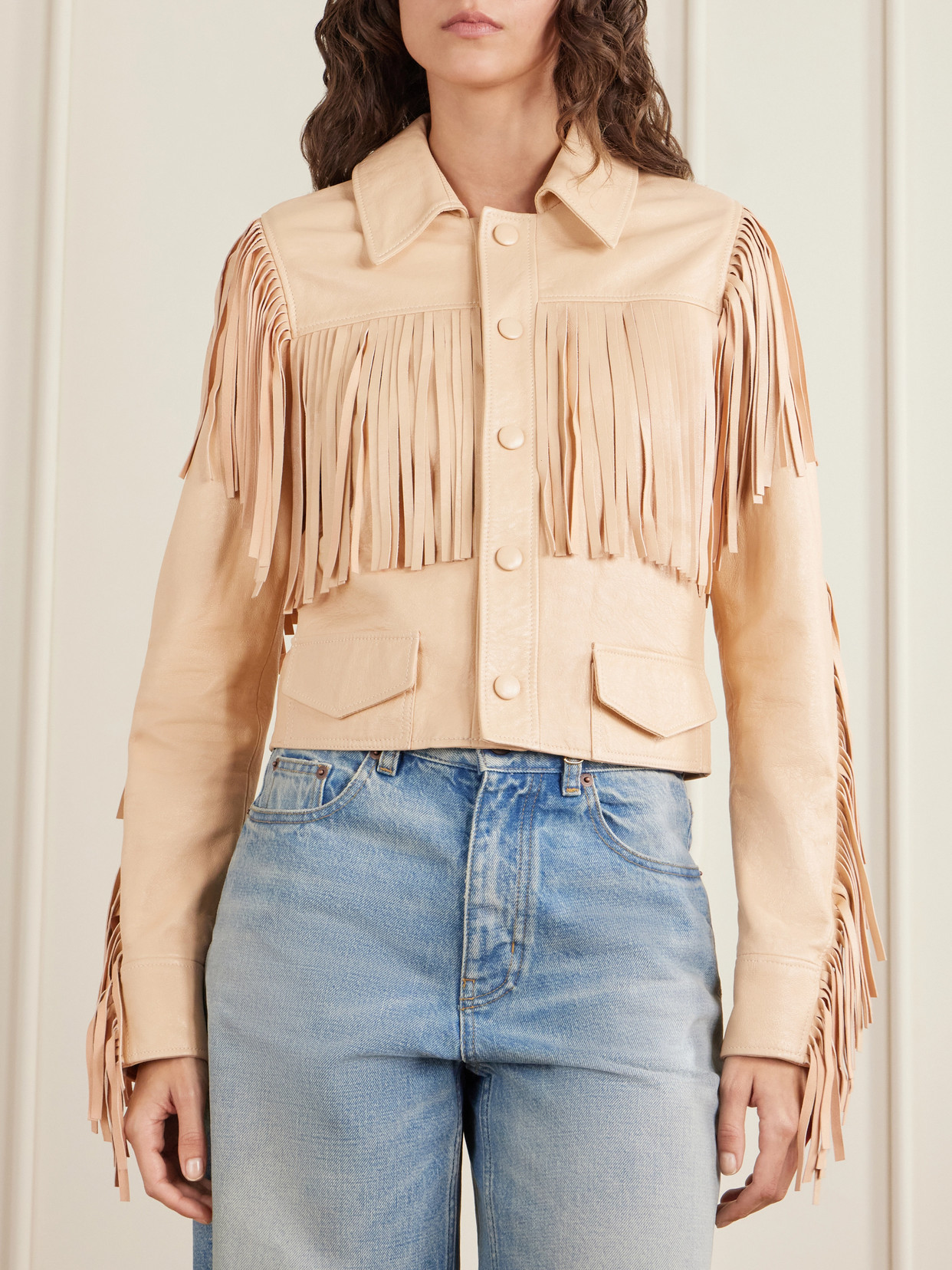 Chloé Fringed Leather Jacket In Multi