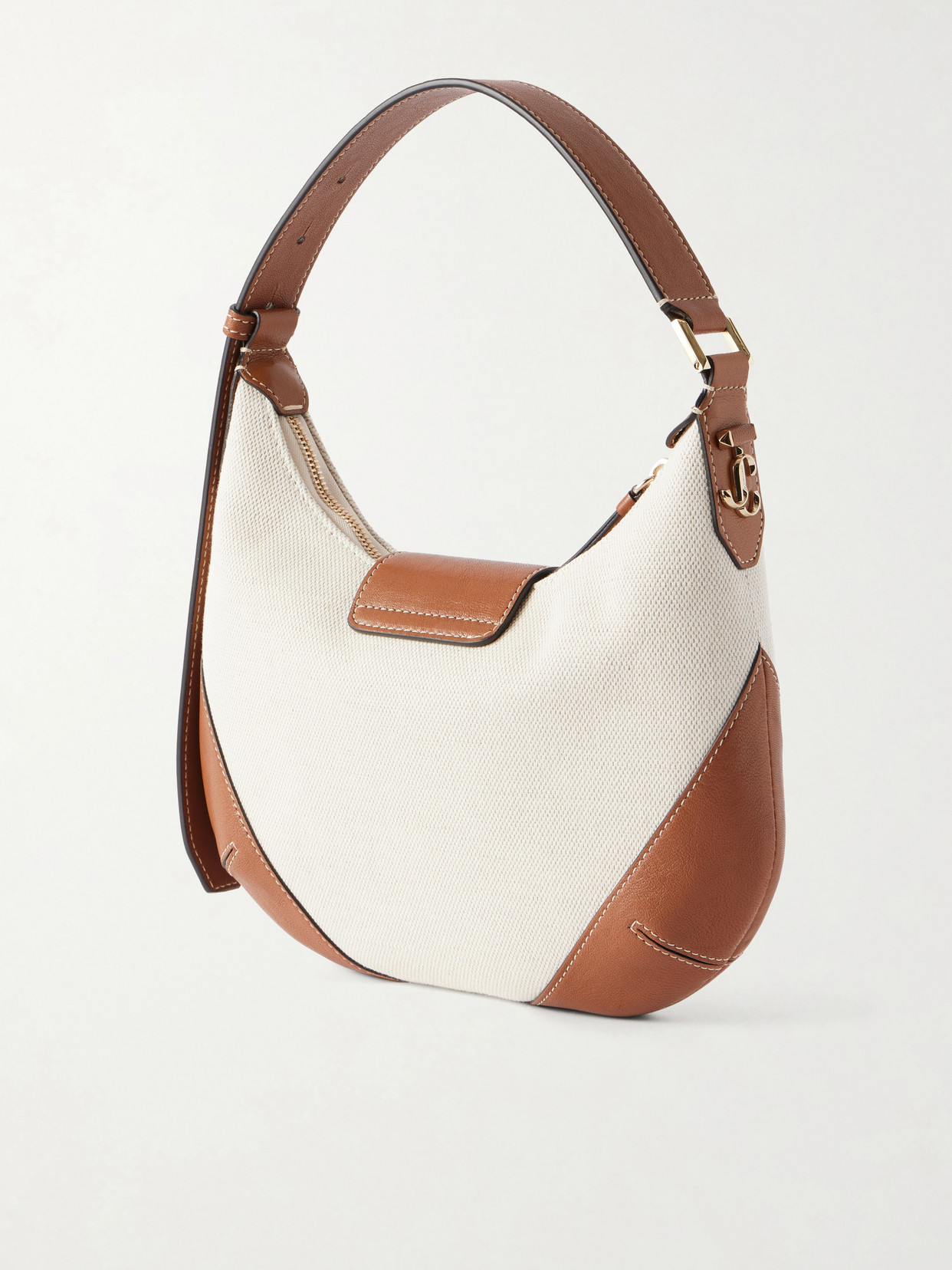 Bar Small Canvas Leather-Trim Shoulder Bag