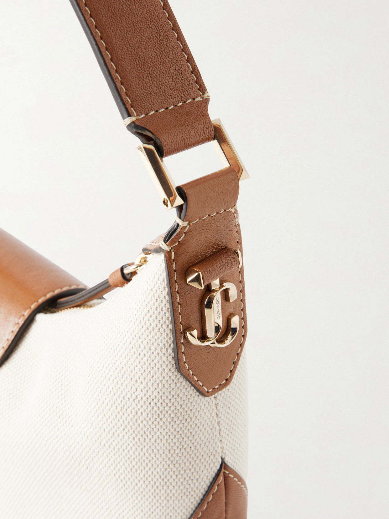 Bar Small Canvas Leather-Trim Shoulder Bag