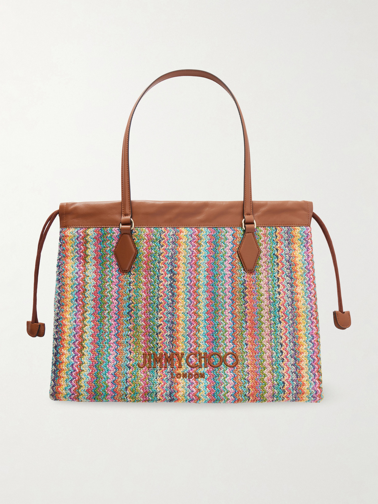 Striped Raffia Tote Bag
