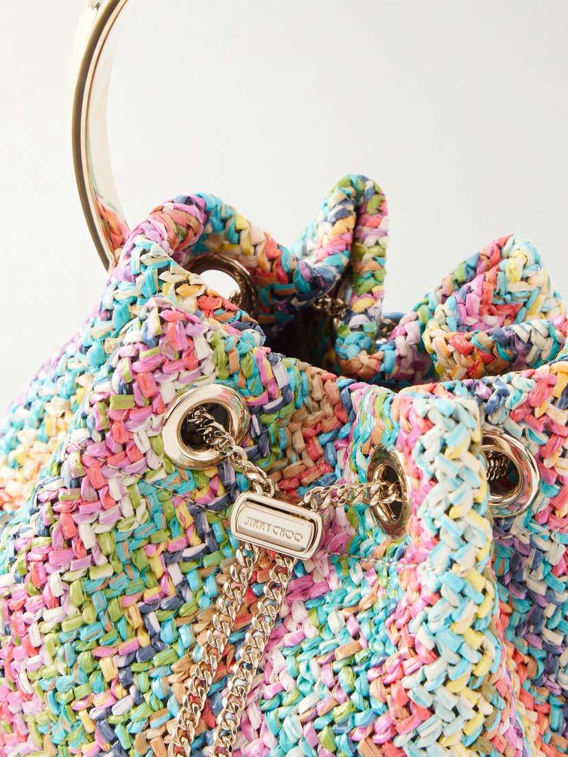 Jimmy Choo Bon Bon Striped Woven Raffia Bucket Bag | Thumbnail 5