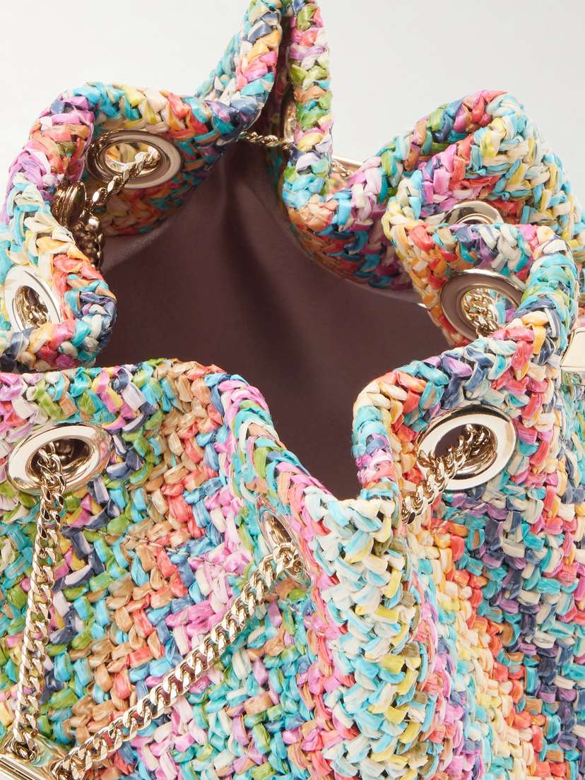 Jimmy Choo Bon Bon Striped Woven Raffia Bucket Bag | Thumbnail 6