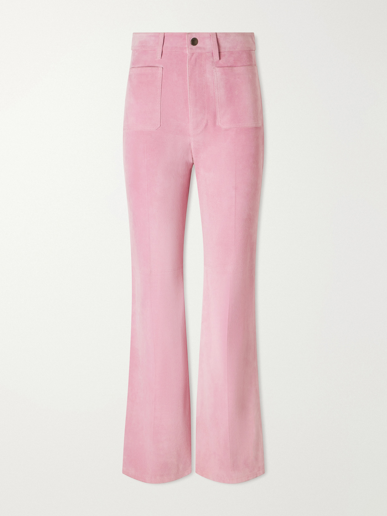 Chloé Suede Straight-leg Pants In Pink