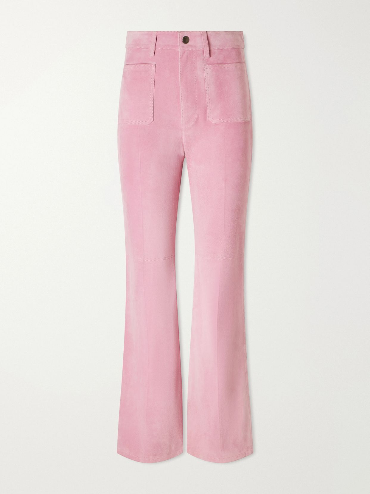 Suede straight-leg pants