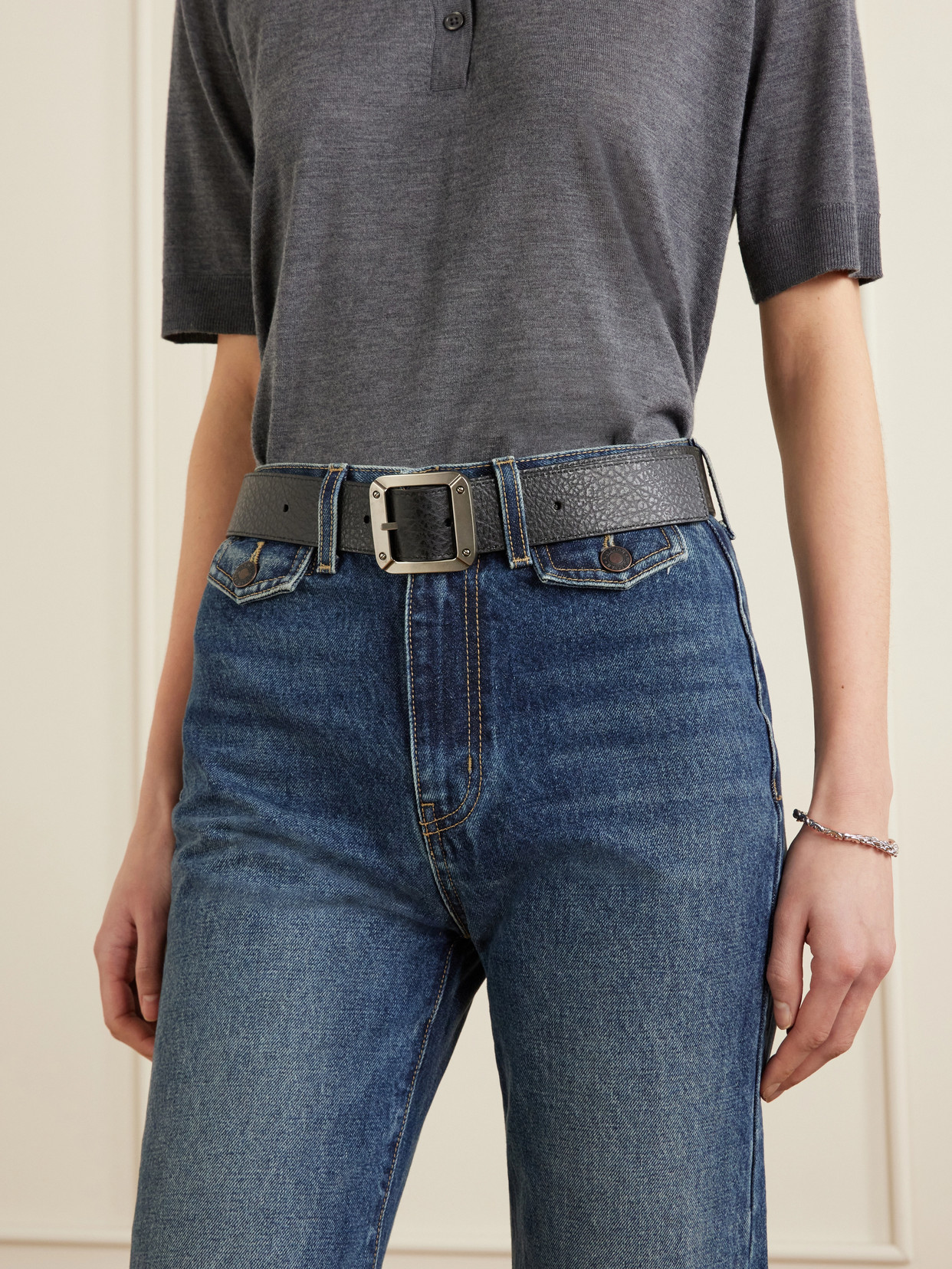 Acne Studios Reversible Leather Belt In Brown