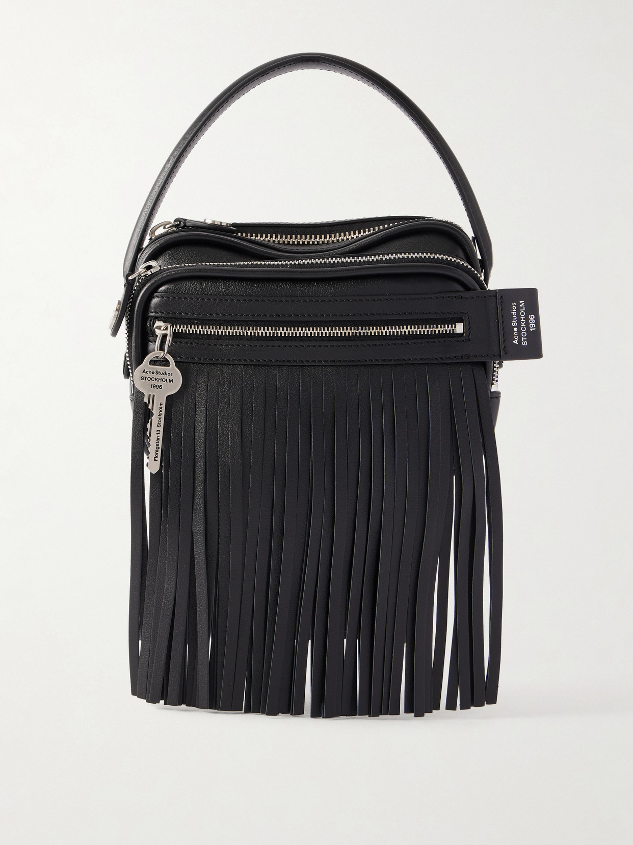 Acne Studios Camero Fringe Leather Shoulder Bag In Black