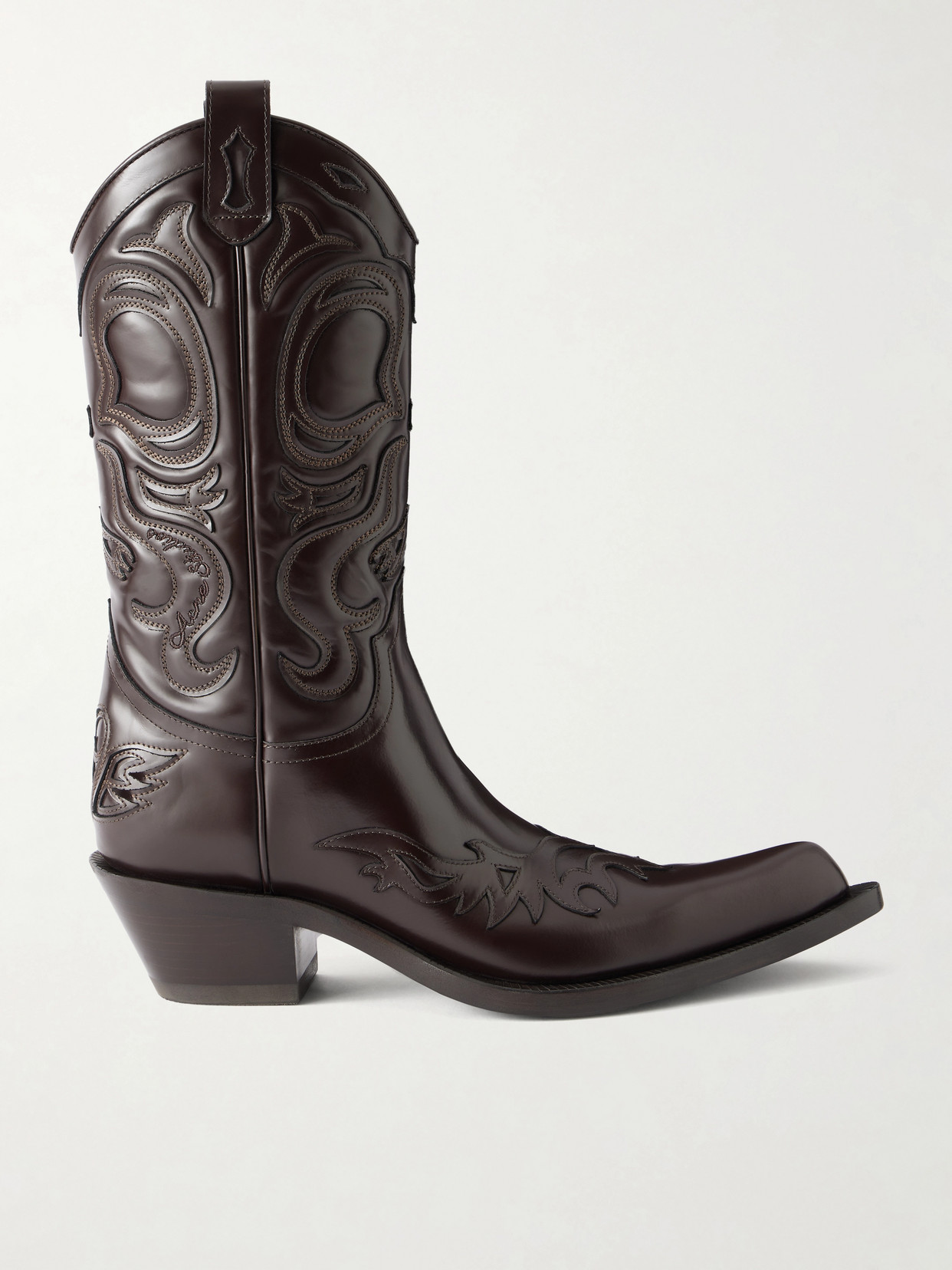 Acne Studios Leather Ankle Cowboy Boots In Brown