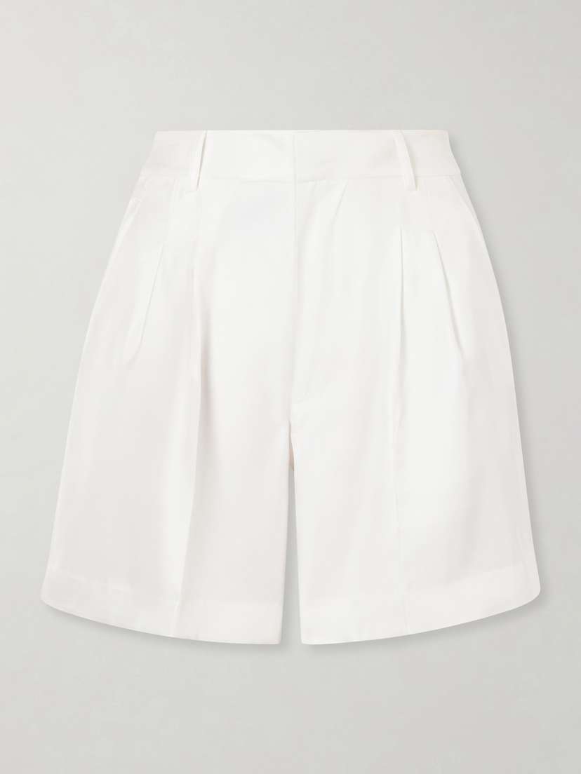 Lisa Yang Pleated Silk-twill Shorts