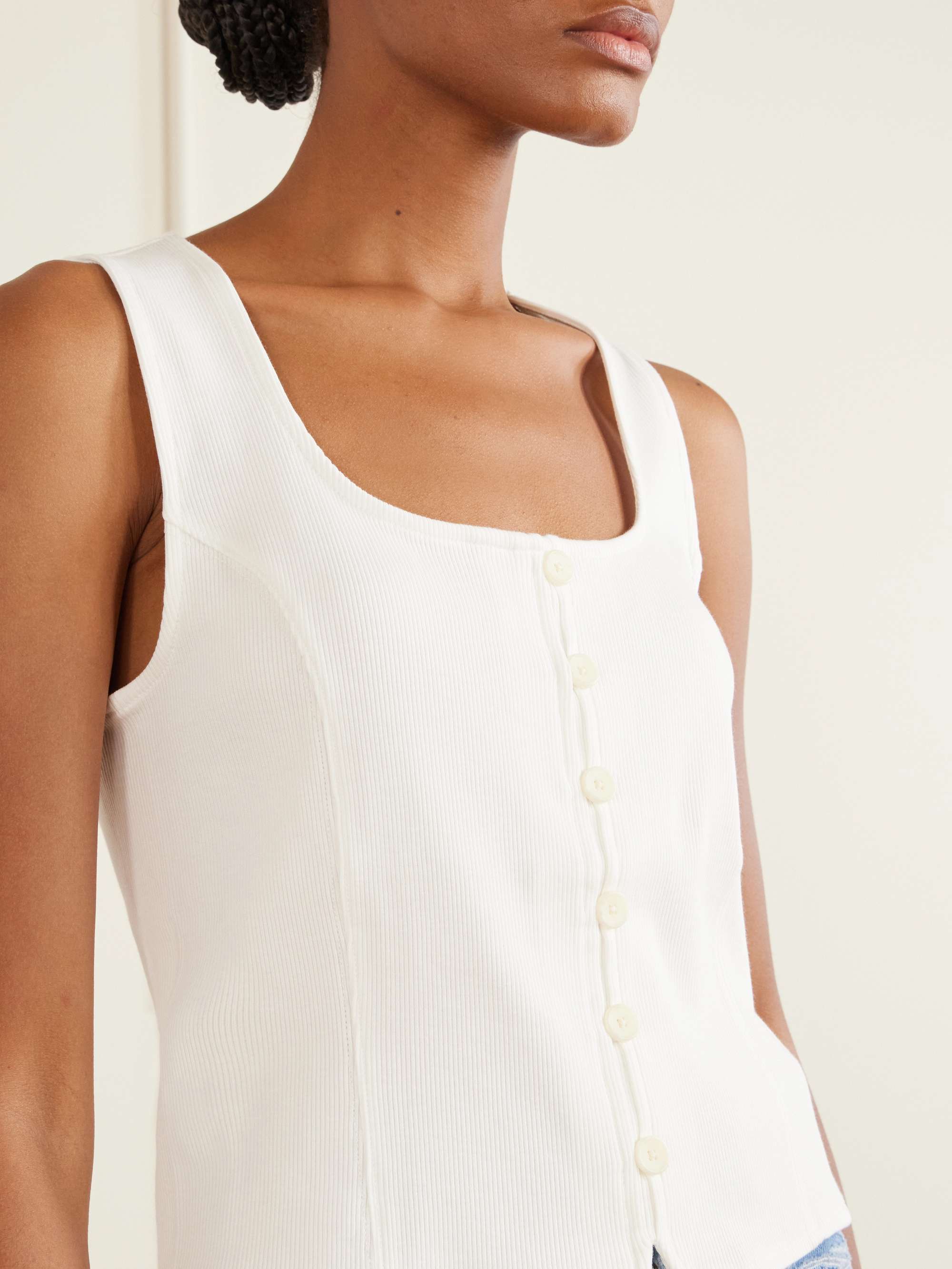 VERONICA BEARD Quenby ribbed cotton-blend tank top | NET-A-PORTER