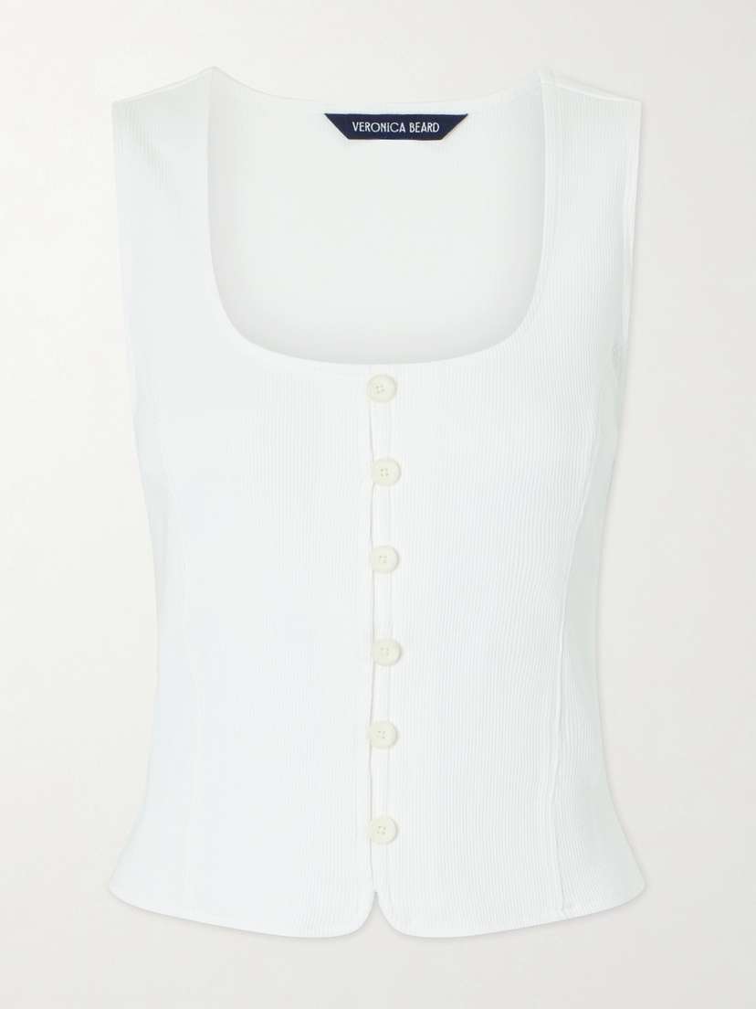 Veronica Beard Quenby Ribbed Cotton-blend Tank Top | Thumbnail 5