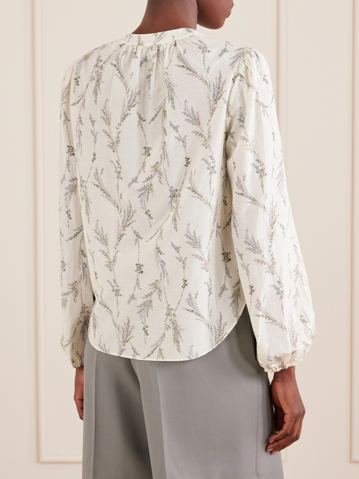 Emiko Floral-Print Embroidered Cotton And Silk-Blend Shirt