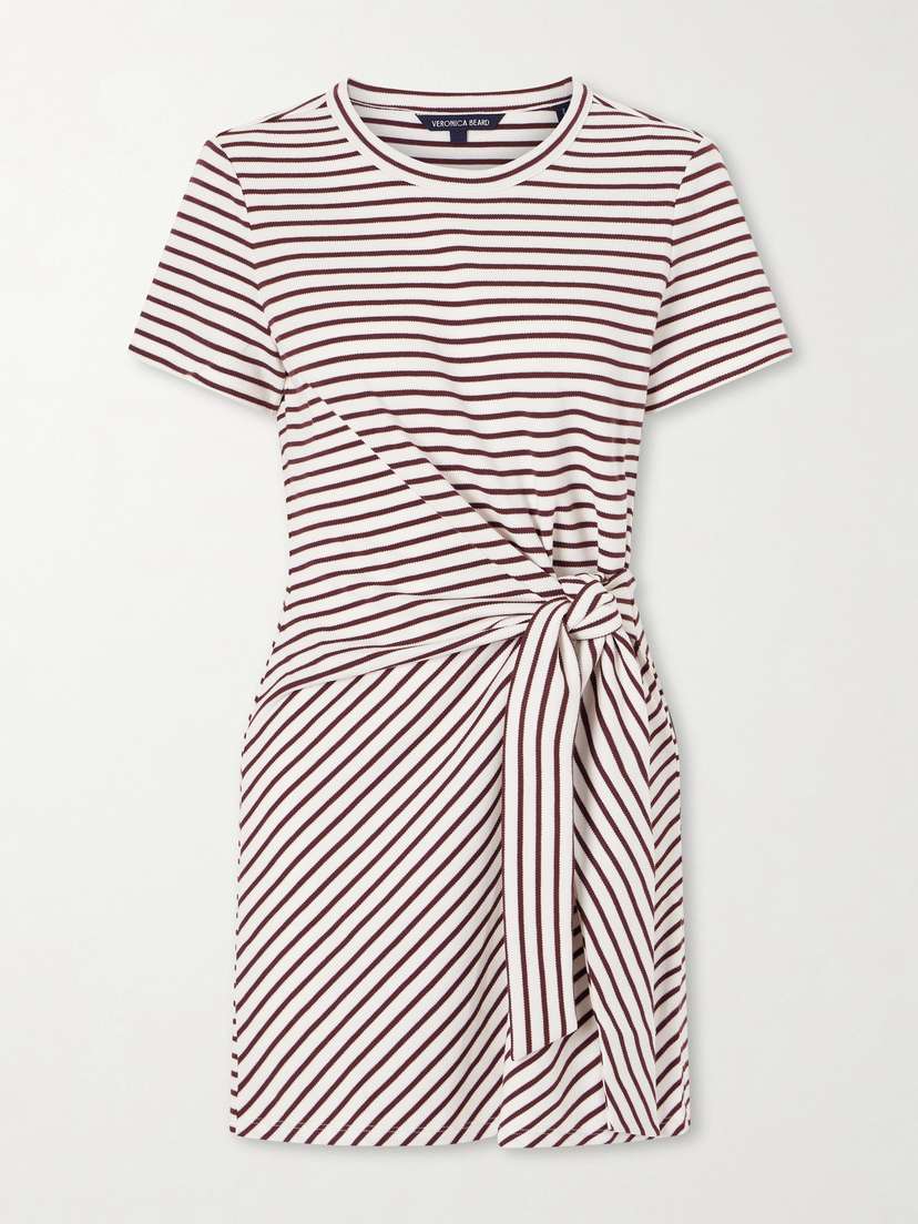 Veronica Beard Elvaris Striped Knotted Jersey Mini Dress
