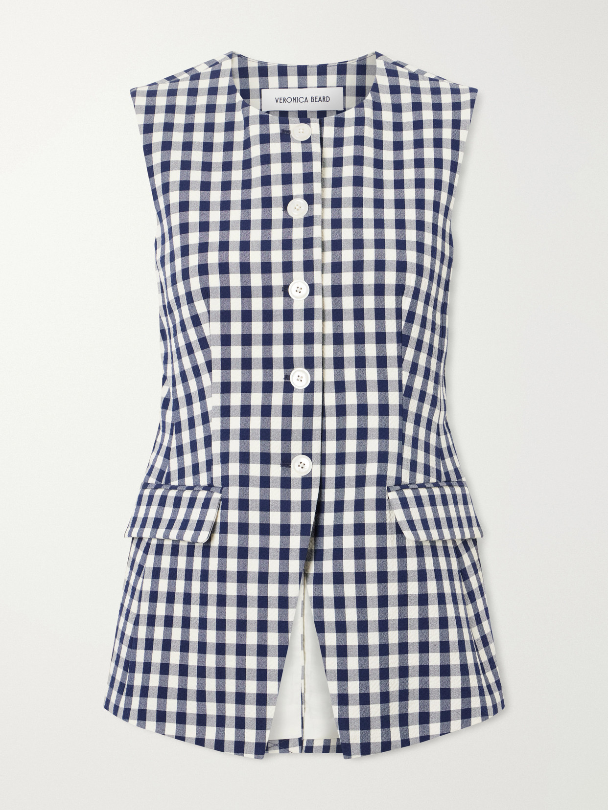 Lois Checked Stretch-Cotton Cloqué Tank