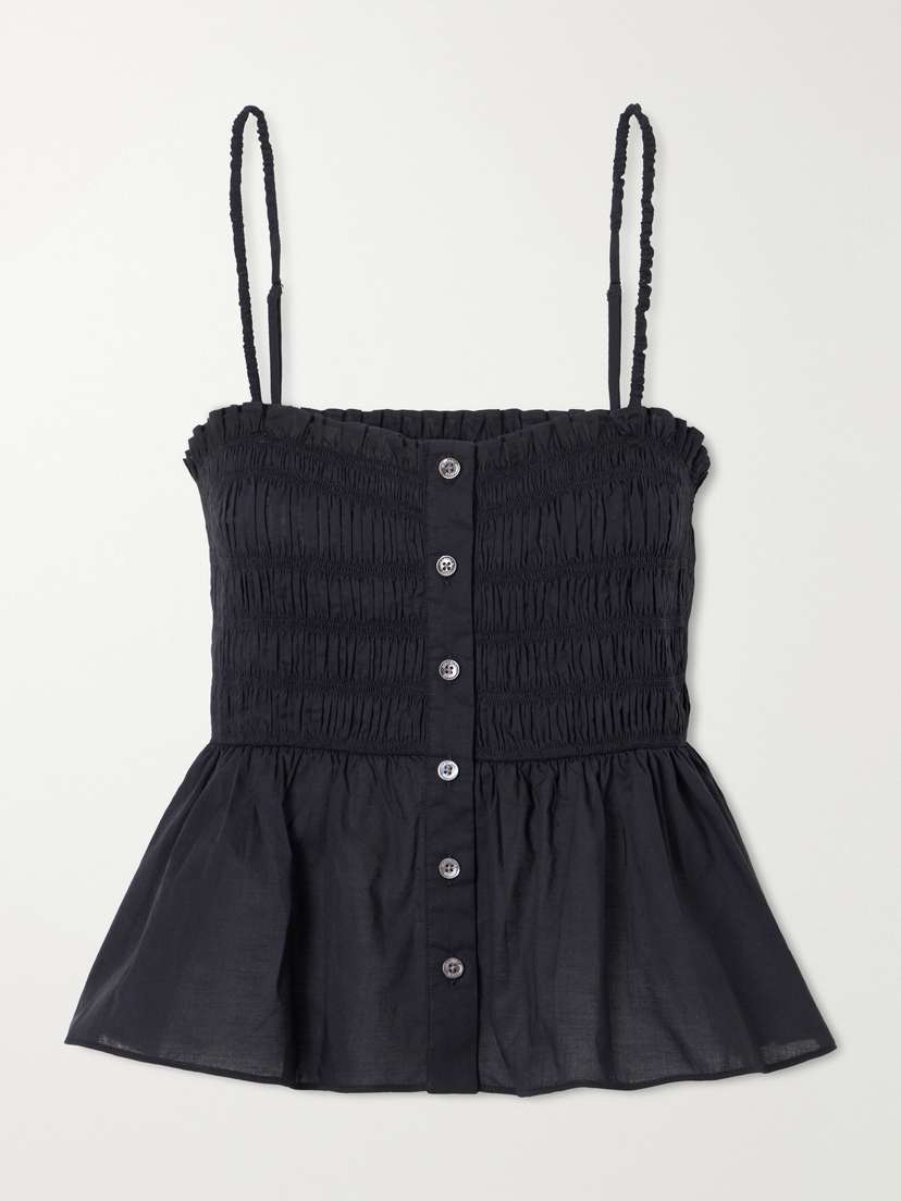 Veronica Beard Tullia Shirred Tiered Cotton-poplin Top - Women's Clothing