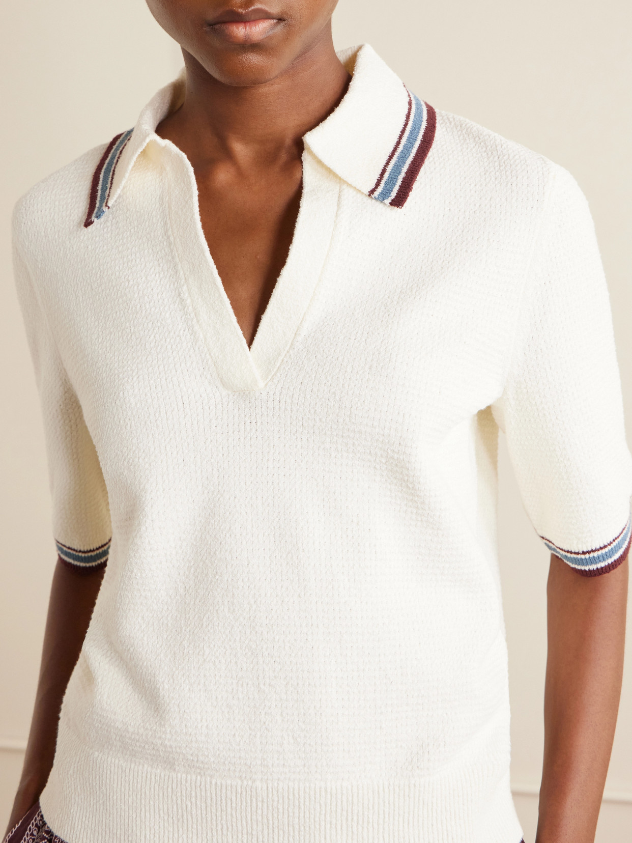 Quinelle Striped Cotton-Blend Polo