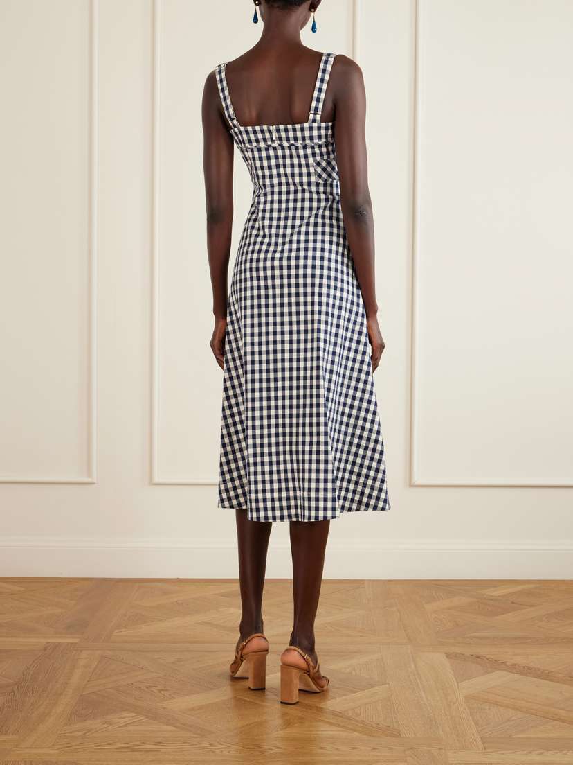 Veronica Beard Lois Checked Stretch-cotton Cloqué Midi Dress | Thumbnail 4 Veronica Beard Lois Checked Stretch-cotton Cloqué Midi Dress | Thumbnail 4