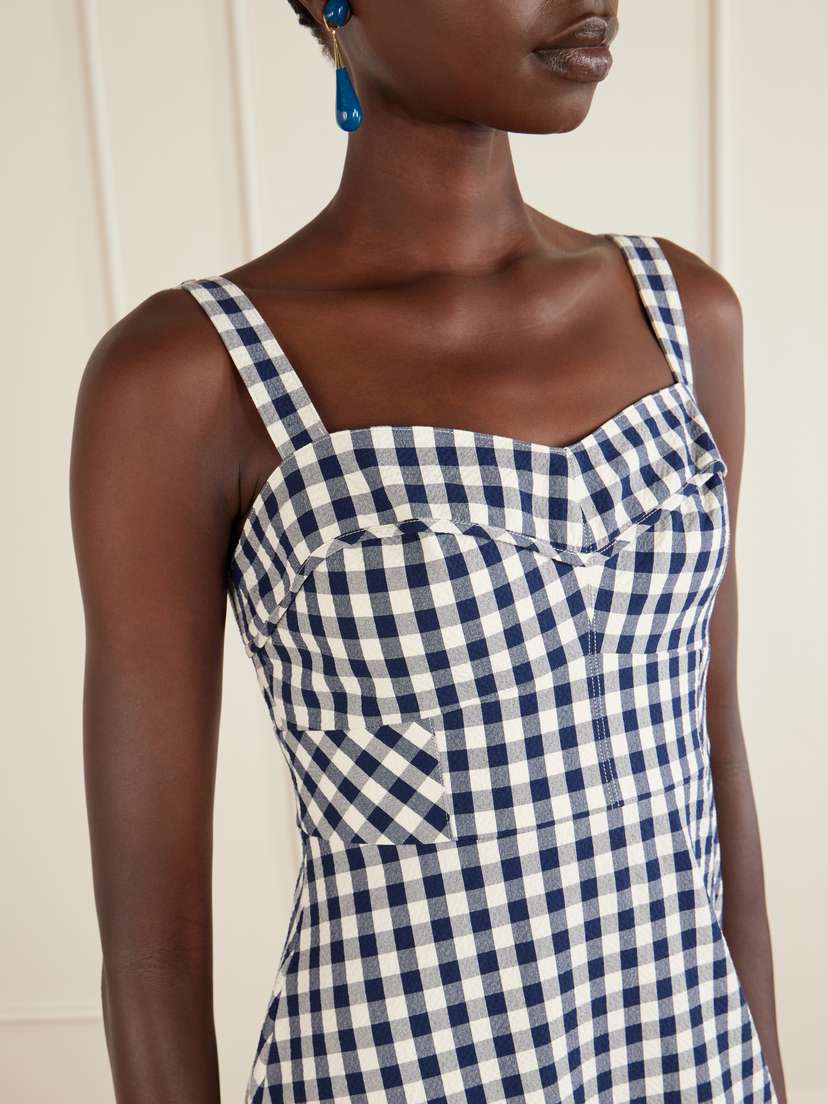 Veronica Beard Lois Checked Stretch-cotton Cloqué Midi Dress | Thumbnail 5 Veronica Beard Lois Checked Stretch-cotton Cloqué Midi Dress | Thumbnail 5