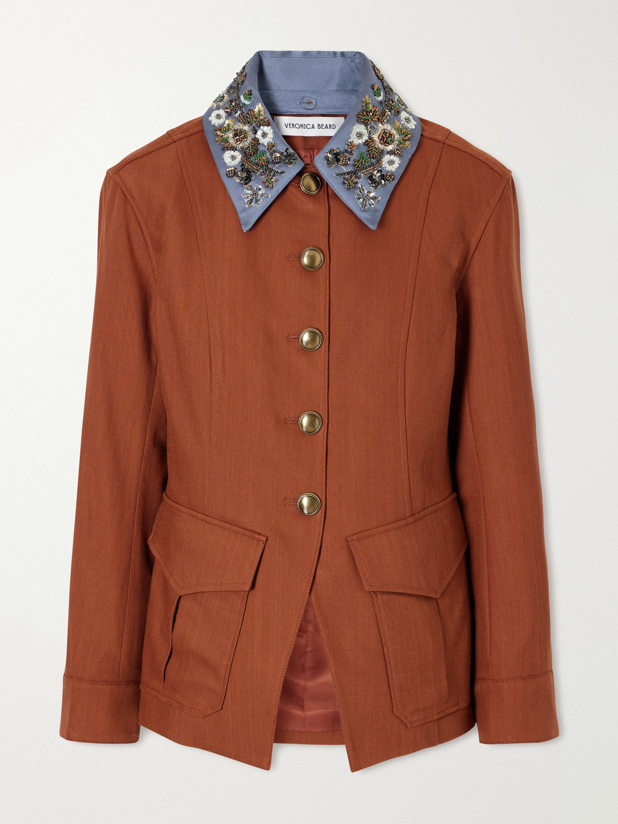 Veronica Beard Laramie Dickey Sequin And Bead-embellished Twill Jacket In Brown
