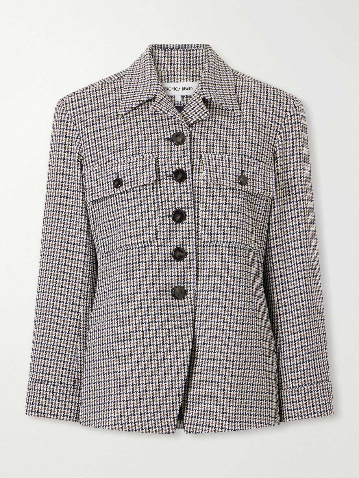 Veronica Beard Molyneux Houndstooth Jacquard Blazer In Blue